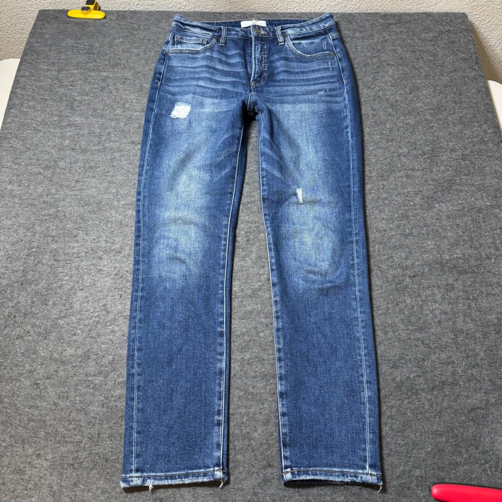 Risen Jeans LA Womens Size 9/29 Distressed Straight Leg Medium Wash Denim